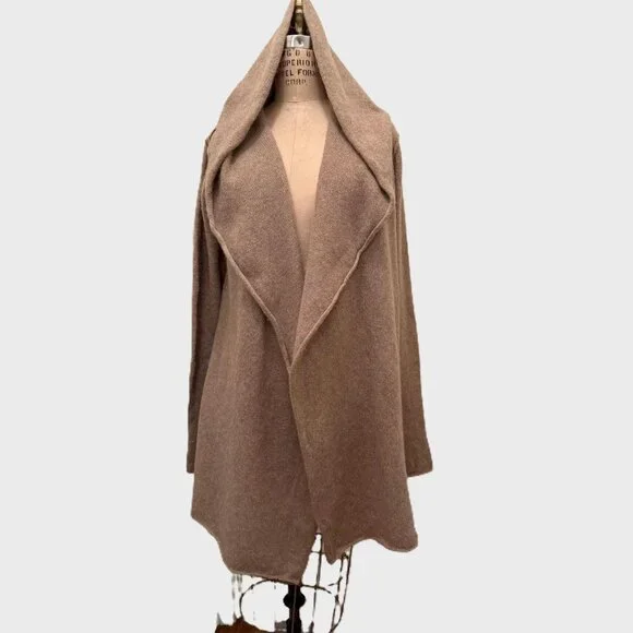 VINCE Cozy Cashmere Blended Hooded Wrap Cardigan - Picture 2 of 8